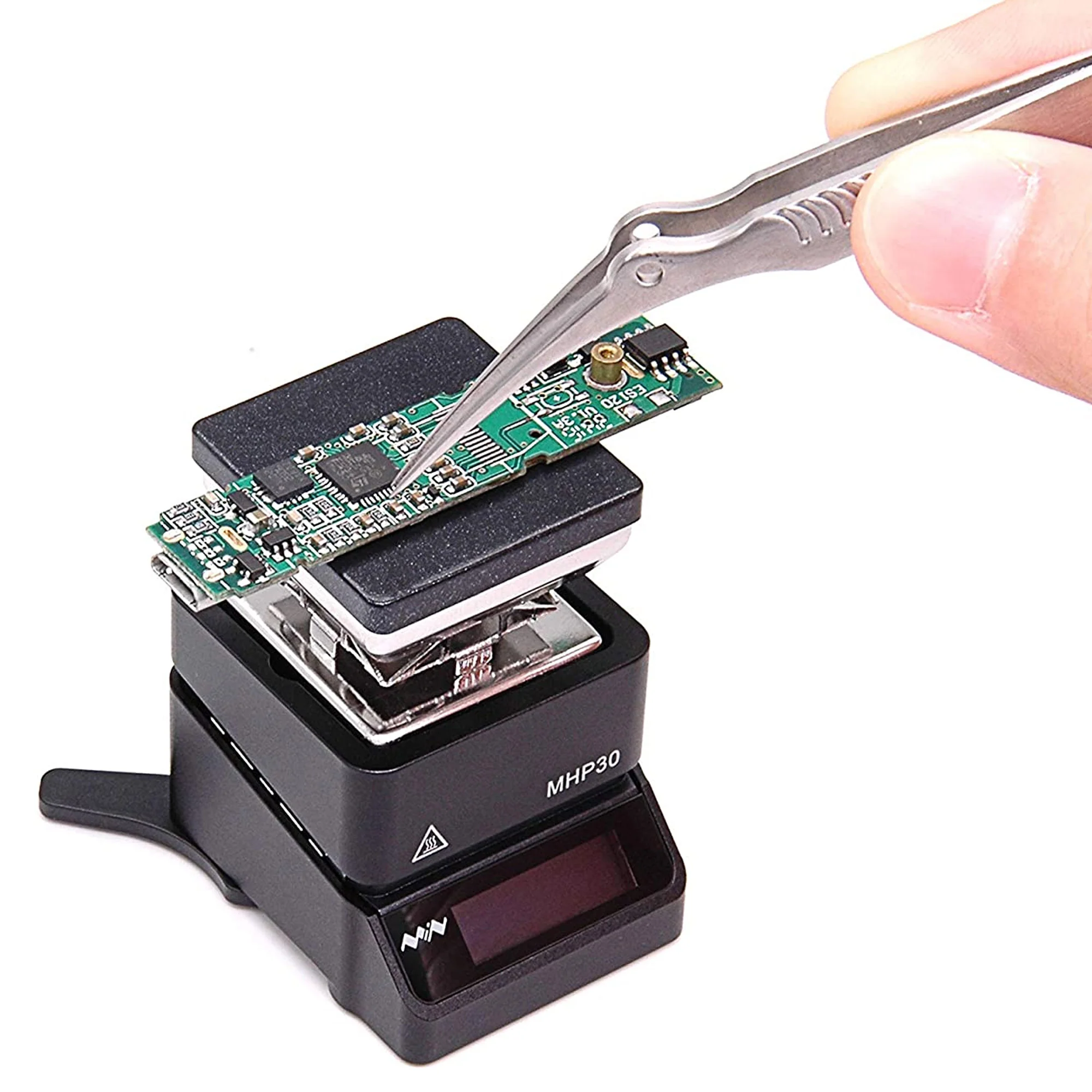 MINIWARE MHP30M Mini Hot Plate Soldering Preheating Station Preheater Multi Intelligent Modes with Built-in OLED Display 60W 30X30mm + Power Supply - Image 5