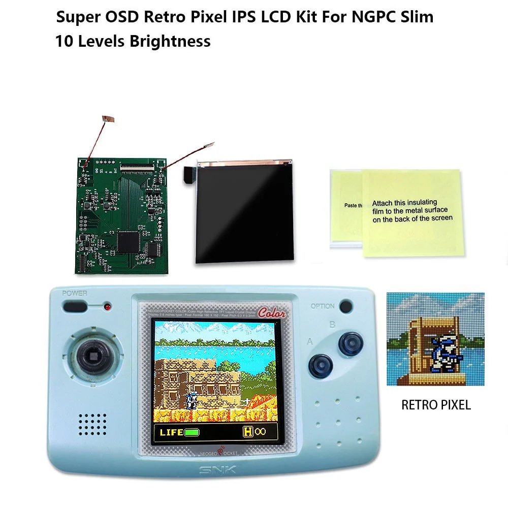 Neo Geo Pocket Color SLIM OSD Q5 IPS Backlight Mod Kit - Hispeedido