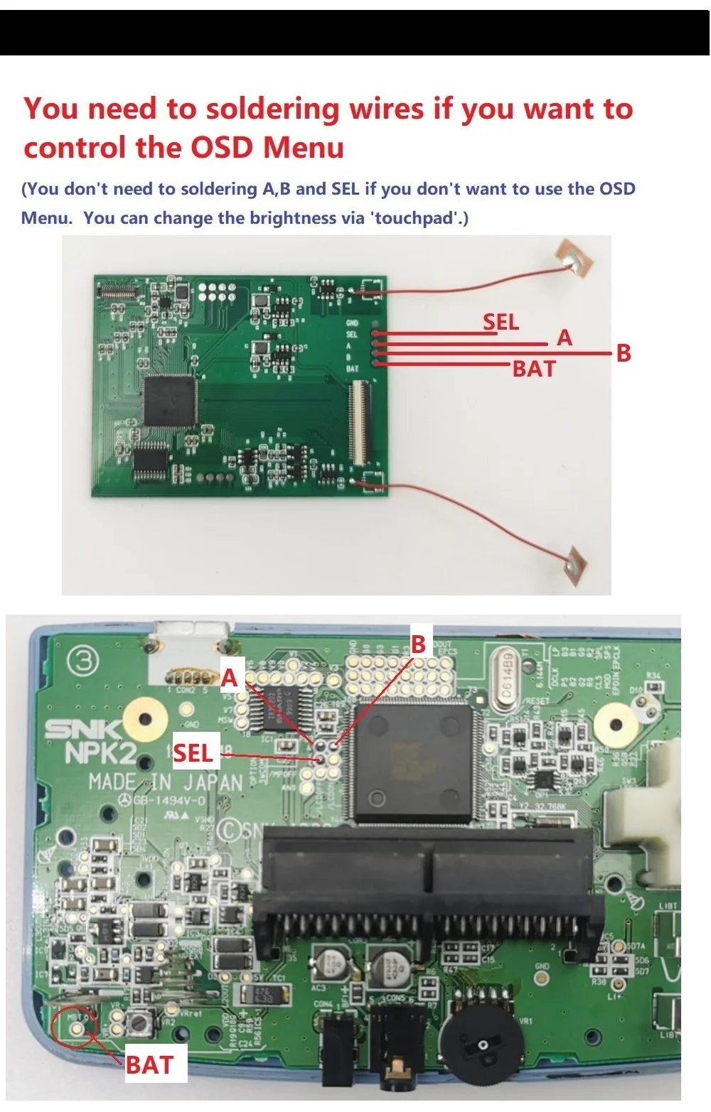Neo Geo Pocket Color SLIM OSD Q5 IPS Backlight Mod Kit - Hispeedido - Image 5